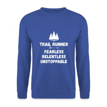 Coureur de trail - Intrépide. Implacable. Imparable. - Sweat-shirt Unisexe - bleu royal - Devant - Alina (178cm) & Michal (187cm)