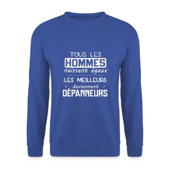 Dépanneur - Homme - Panne - Meilleur - Cadeau - Sweat-shirt Unisexe - bleu royal - Devant - Alina (178cm) & Michal (187cm)