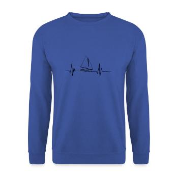 Naviguer avec une courbe de battement de coeur de voilier - Sweat-shirt Unisexe - bleu royal - Devant - Alina (178cm) & Michal (187cm)