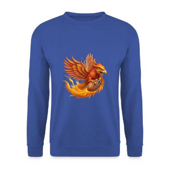 Hyper realistic phoenix striking out soccer ball - Unisex Sweatshirt - royal blue - Front - Alina (178cm) & Michal (187cm)