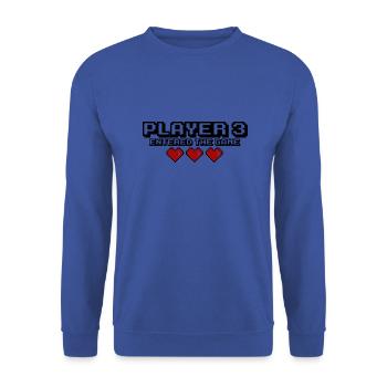 Player 3 entered the game - 3 Herzen - Unisex Pullover - Royalblau - Vorne - Alina (178cm) & Michal (187cm)