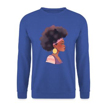 Black Pride Woman With Afro Melanin - Unisex Sweatshirt - royal blue - Front - Alina (178cm) & Michal (187cm)