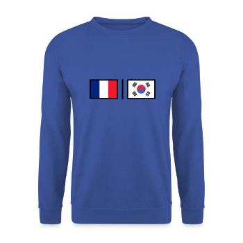 France - Corée - Sweat-shirt Unisexe - bleu royal - Devant - Alina (178cm) & Michal (187cm)