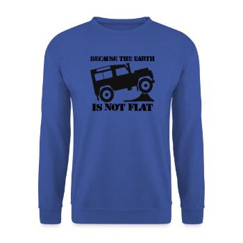 Land-Rover Defender Earth Not Flat - Sweat-shirt Unisexe - bleu royal - Devant - Alina (178cm) & Michal (187cm)