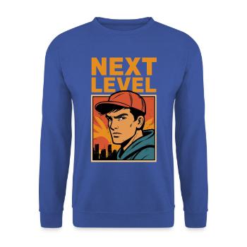 Next Level Retro Helden - Unisex Pullover - Royalblau - Vorne - Alina (178cm) & Michal (187cm)