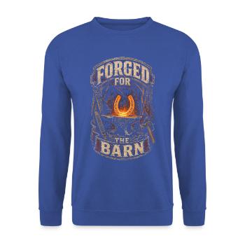 Hufschmied Hufschmiede Forged For The Barn - Unisex Pullover - Royalblau - Vorne - Alina (178cm) & Michal (187cm)