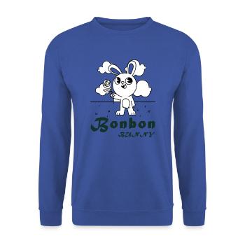 Funny Bonbon Bunny Graphic Cool Rabbit Design - Sweat-shirt Unisexe - bleu royal - Devant - Alina (178cm) & Michal (187cm)