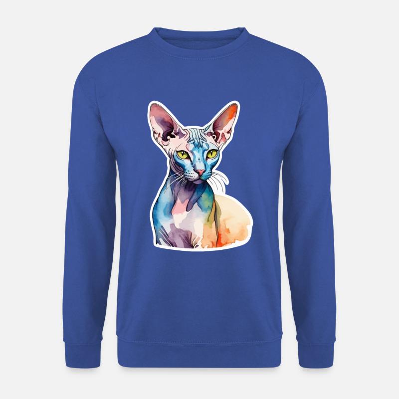 Sphynx Katze Wasserfarben - Unisex Pullover - Royalblau
