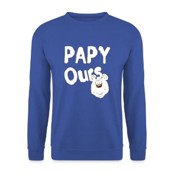 Papy Ours blanc - Sweat-shirt Unisexe - bleu royal - Devant - Alina (178cm) & Michal (187cm)