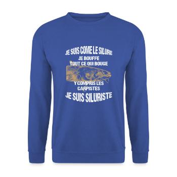 Je suis comme le Silure je bouffe tout - Siluriste - Sweat-shirt Unisexe - bleu royal - Devant - Alina (178cm) & Michal (187cm)