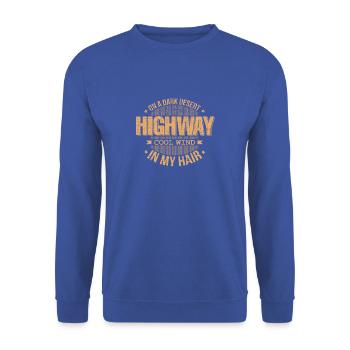 On A Dark Desert Highway Wind In My Hair - Car - Unisex Sweatshirt - royal blue - Front - Alina (178cm) & Michal (187cm)