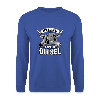 Mon groupe sanguin est diesel - camionneur mécanicien diesel - Sweat-shirt Unisexe - bleu royal - Devant - Alina (178cm) & Michal (187cm)