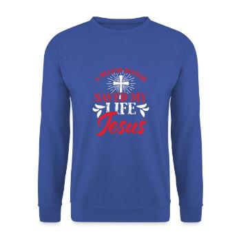 Ein Blutspender rettete mein Leben Jesus - Glaube - Unisex Pullover - Royalblau - Vorne - Alina (178cm) & Michal (187cm)
