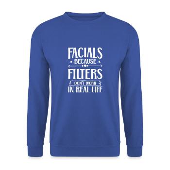 Soins du visage parce que les filtres ne fonctionnent pas dans la vie réelle - - Sweat-shirt Unisexe - bleu royal - Devant - Alina (178cm) & Michal (187cm)