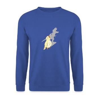 Screaming cockatiel with a dinosaur shadow - - Unisex Sweatshirt - royal blue - Front - Alina (178cm) & Michal (187cm)