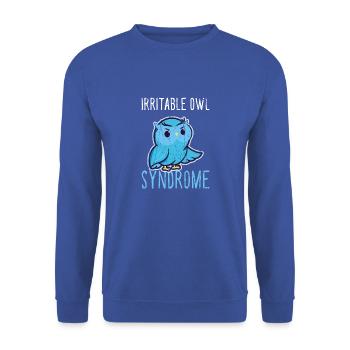 Reizkauz-Syndrom Lustige mürrische Eule - - Unisex Pullover - Royalblau - Vorne - Alina (178cm) & Michal (187cm)