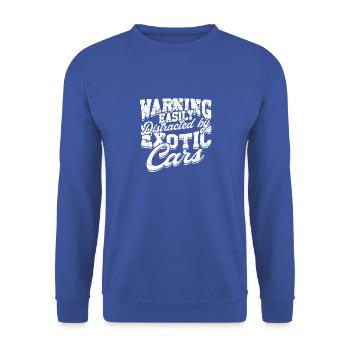 Avertissement facilement distrait par des voitures exotiques - Sports - Sweat-shirt Unisexe - bleu royal - Devant - Alina (178cm) & Michal (187cm)