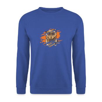 Eine Katze in einem zerrissenen Hemd - Gray Tabby Cat Kitten Pets - Unisex Pullover - Royalblau - Vorne - Alina (178cm) & Michal (187cm)