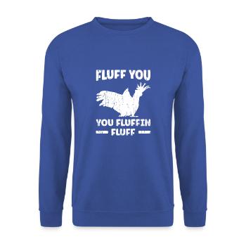 Fluff you you fluffin fluff - Bunte Nymphensittiche - Unisex Pullover - Royalblau - Vorne - Alina (178cm) & Michal (187cm)