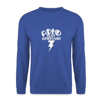 ADHD is My Superpower - ADHD Awareness - Unisex Sweatshirt - royal blue - Front - Alina (178cm) & Michal (187cm)