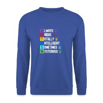 Immer einzigartig Totally Intelligent Manchmal - - Unisex Pullover - Royalblau - Vorne - Alina (178cm) & Michal (187cm)