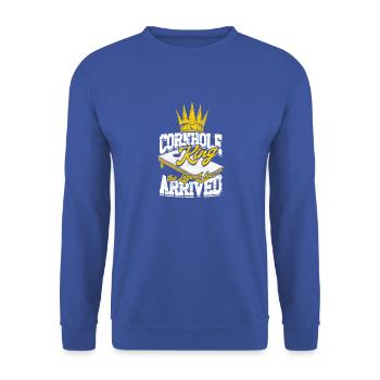 Cornhole roi la légende est arrivée - Cornhole - Sweat-shirt Unisexe - bleu royal - Devant - Alina (178cm) & Michal (187cm)