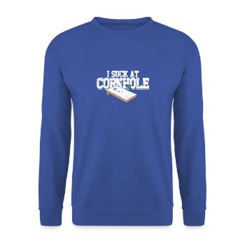 Drôle je suce à Cornhole Bean Bag Toss Game - - Sweat-shirt Unisexe - bleu royal - Devant - Alina (178cm) & Michal (187cm)