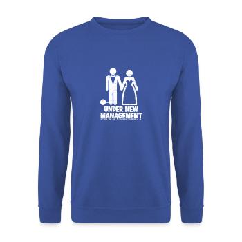 Funny Just Married Fun Newlywed - Groomsmen - Unisex Sweatshirt - royal blue - Front - Alina (178cm) & Michal (187cm)