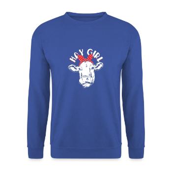 Hay Girl Farmer Funny Cattle Cow Farm Lovers - - Unisex Sweatshirt - royal blue - Front - Alina (178cm) & Michal (187cm)
