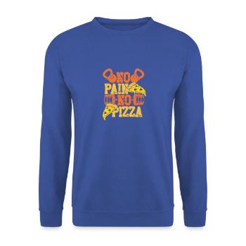 No Pain No Pizza Fun Workout - Gym Muscle - Unisex Sweatshirt - royal blue - Front - Alina (178cm) & Michal (187cm)
