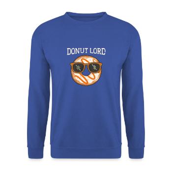 Donut Lord Pretzel Lady - Bunte Baker Donut - Unisex Pullover - Royalblau - Vorne - Alina (178cm) & Michal (187cm)