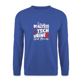 Ich bin Dialysetechniker und Urin gute Hände - Blood - Unisex Pullover - Royalblau - Vorne - Alina (178cm) & Michal (187cm)
