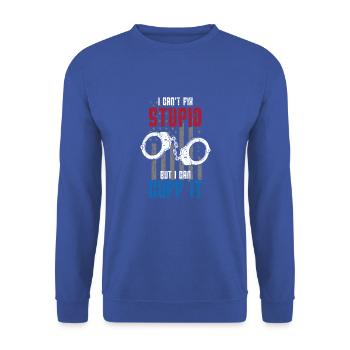 Je ne peux pas réparer stupide mais je peux le menotter - - Sweat-shirt Unisexe - bleu royal - Devant - Alina (178cm) & Michal (187cm)