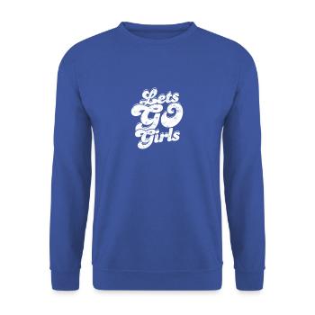 Let's Go Girls - Brautjungfer Romantische Hochzeit - Unisex Pullover - Royalblau - Vorne - Alina (178cm) & Michal (187cm)
