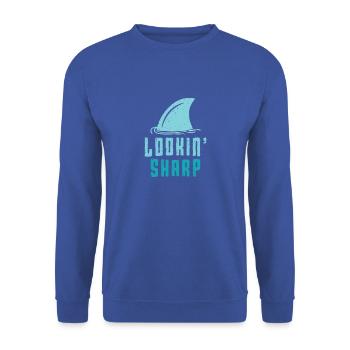 Shark Lookin' Sharp - aquatic - Unisex Sweatshirt - royal blue - Front - Alina (178cm) & Michal (187cm)