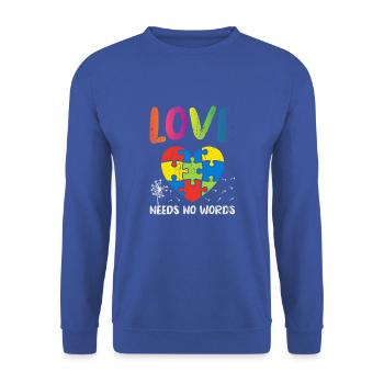 Liebe braucht keine Worte - Hilfe - Unisex Pullover - Royalblau - Vorne - Alina (178cm) & Michal (187cm)