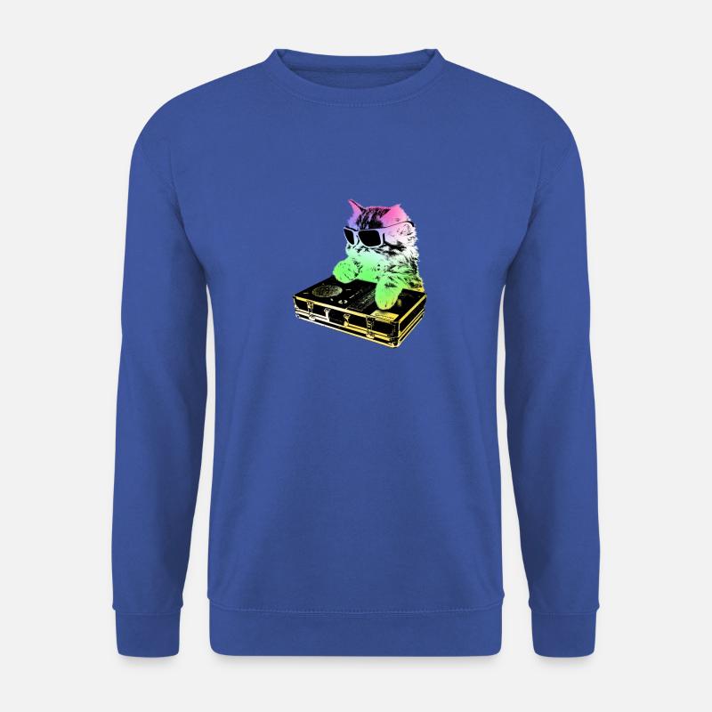 Rainbow DJ Cat - grattage - Sweat-shirt Unisexe - bleu royal