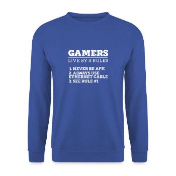 Les joueurs vivent par 3 règles ne jamais être AFK Toujours utiliser - Sweat-shirt Unisexe - bleu royal - Devant - Alina (178cm) & Michal (187cm)
