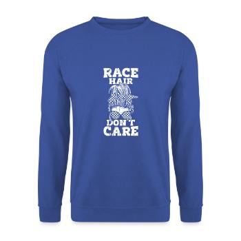 Race Hair Don't Care - Rennen - Unisex Pullover - Royalblau - Vorne - Alina (178cm) & Michal (187cm)
