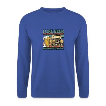 J’aime la bière et les courses de voitures de sprint et peut-être 3 - Sweat-shirt Unisexe - bleu royal - Devant - Alina (178cm) & Michal (187cm)
