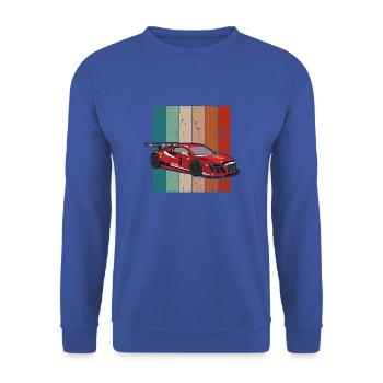Voiture de course avec fond de couleur rétro - racer - Sweat-shirt Unisexe - bleu royal - Devant - Alina (178cm) & Michal (187cm)