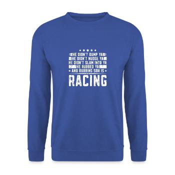 J’aime la bière et les courses de voitures de sprint et peut-être 3 - Sweat-shirt Unisexe - bleu royal - Devant - Alina (178cm) & Michal (187cm)