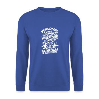 Persönlicher Stalker Ich werde dir folgen, wo immer du bist - Unisex Pullover - Royalblau - Vorne - Alina (178cm) & Michal (187cm)