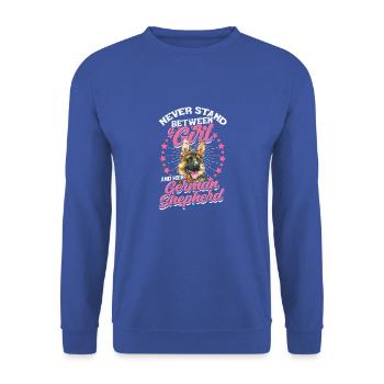 Ne vous tenez jamais entre une fille et son allemand - Sweat-shirt Unisexe - bleu royal - Devant - Alina (178cm) & Michal (187cm)