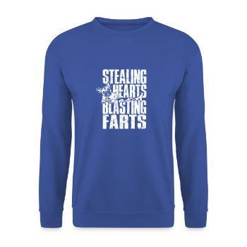 Herzen stehlen und furzen - süßer Hund - Unisex Pullover - Royalblau - Vorne - Alina (178cm) & Michal (187cm)