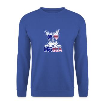 Merica - Französische Bulldogge - Unisex Pullover - Royalblau - Vorne - Alina (178cm) & Michal (187cm)