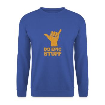 Do Epic Stuff - Surfer - Unisex Pullover - Royalblau - Vorne - Alina (178cm) & Michal (187cm)