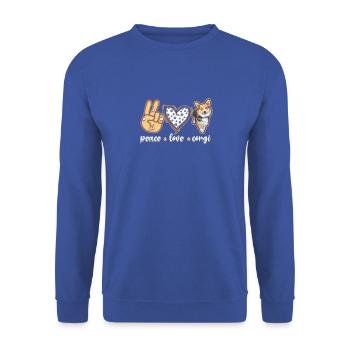Peace Love Corgi - welsh corgi - Unisex Sweatshirt - royal blue - Front - Alina (178cm) & Michal (187cm)
