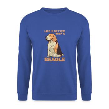 Das Leben ist bettter mit einem Beagle - Beagle - Unisex Pullover - Royalblau - Vorne - Alina (178cm) & Michal (187cm)