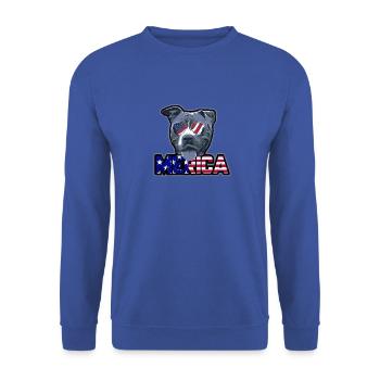 Merica - Amerikanischer Pitbull - Unisex Pullover - Royalblau - Vorne - Alina (178cm) & Michal (187cm)